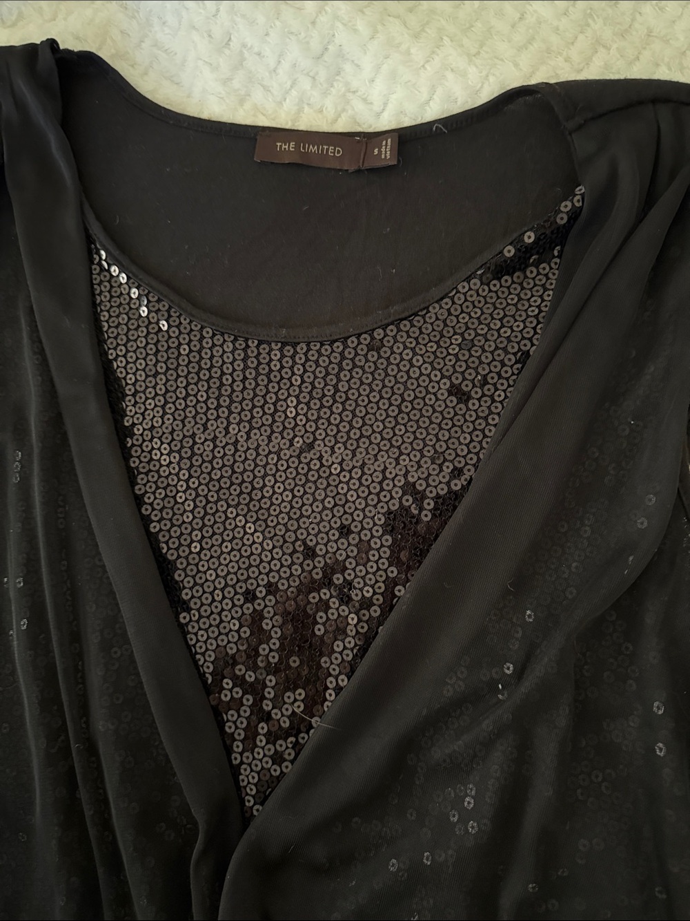 The Limited Black Sleeveless Sequin-Trim Wrap Top - Picture 2 of 2